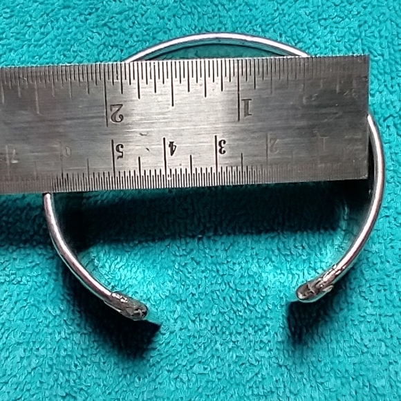 Intricate Silver Cuff Bracelet large wide inside is worn floral swirl leaf - Picture 3 of 7